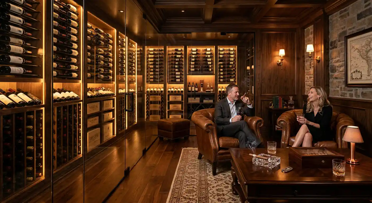 Khu lounge rượu vang trong bộ sưu tập tiện ích NobleX Starlake Crown.