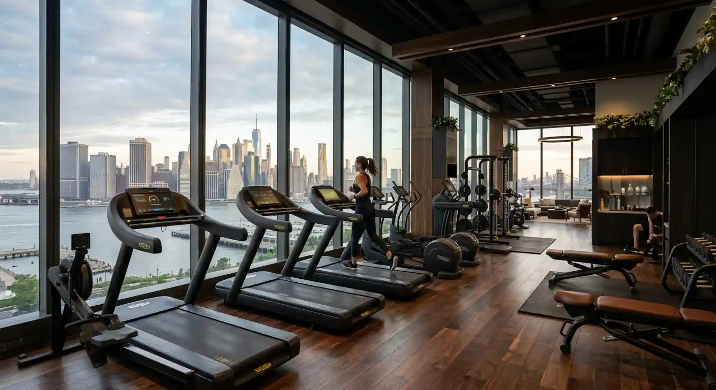 Phòng tập gym thuộc Wellness Club, tầng 5 theo concept NobleX Starlake Crown.